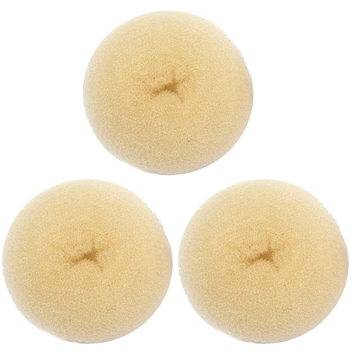 Lot de 3 accessoires donut pour chignons, avec épingles, idéal pour créer facilement des coiffures volumineuses et structurées.