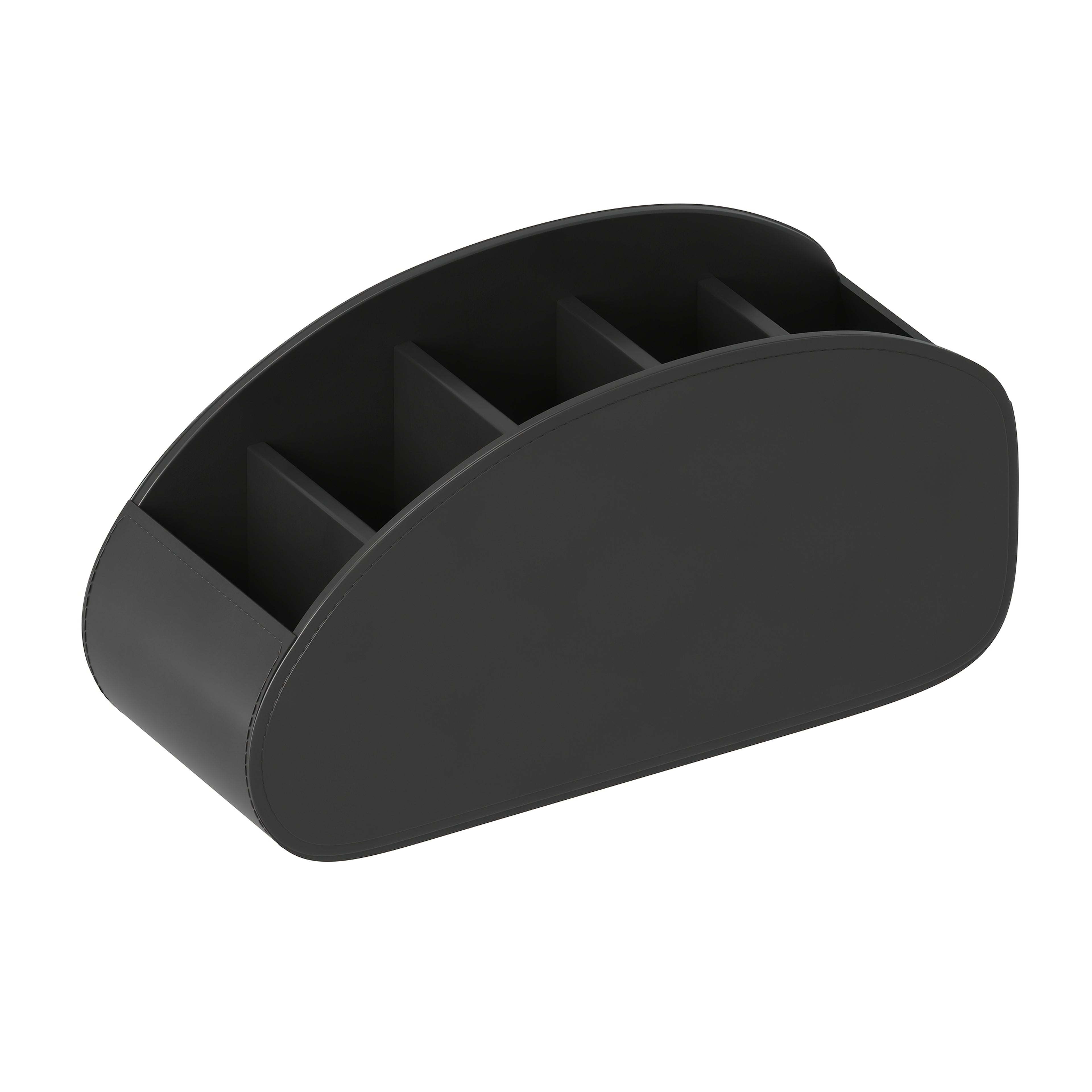 5-compartment remote control organizer, TV/DVR compatible, optimizes space in living room, office or bedroom, practical for remote controls, glasses and small accessories.