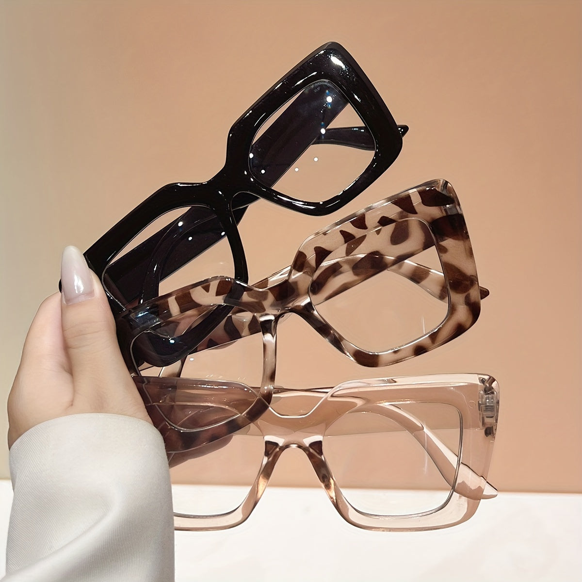 Set of 3 vintage cat-eye glasses, retro round PC frame, elegant and suitable for office and everyday style.