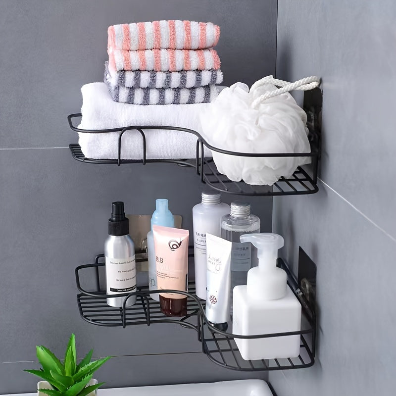 Corner shower shelf, wall-mounted and rustproof, ideal for storing shampoo, toner and cosmetics in the bathroom.
