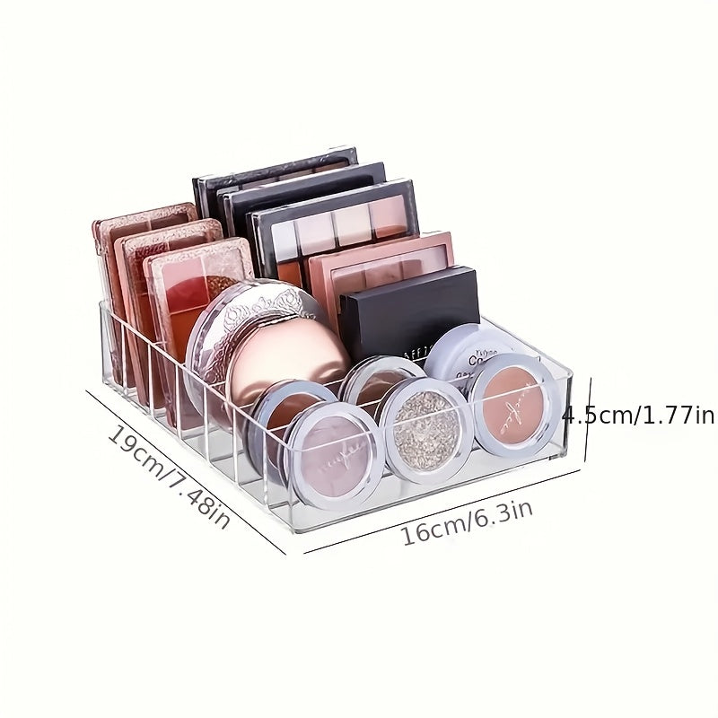 Organisateur maquillage transparent 7 compartiments, rangement pratique pour rouges à lèvres, fards et essentiels de salle de bain.
