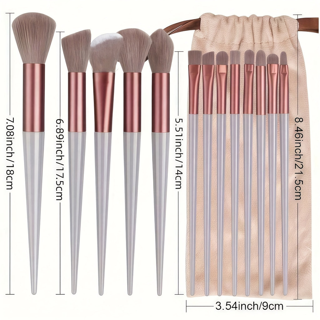 Set de 13 pinceaux de maquillage professionnels à poils doux, pour yeux, fond de teint, blush et applications cosmétiques précises.