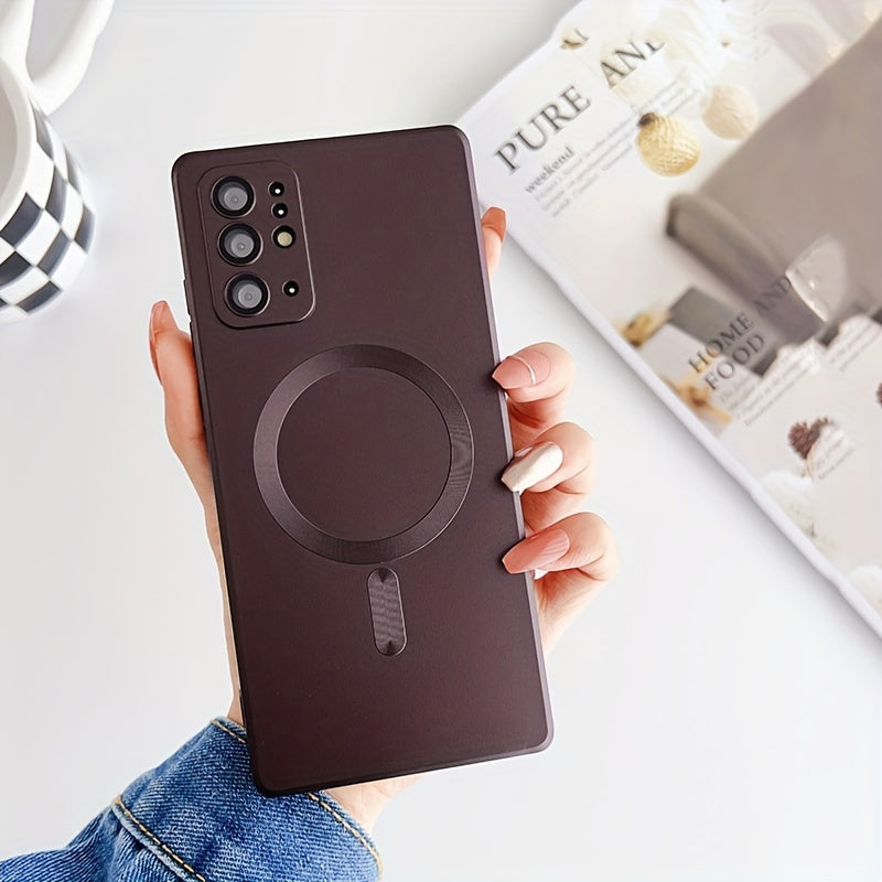 Transparent plated case compatible with wireless magnetic charging, shockproof, for Samsung Galaxy S20 to S23, offering protection and sleek style.