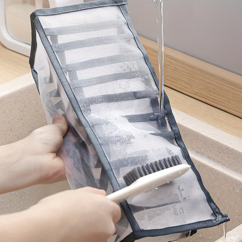 Boîte de rangement 11 cases en maille transparente, organise sous-vêtements, chaussettes, foulards et cravates, en PVC, pour placard domestique.