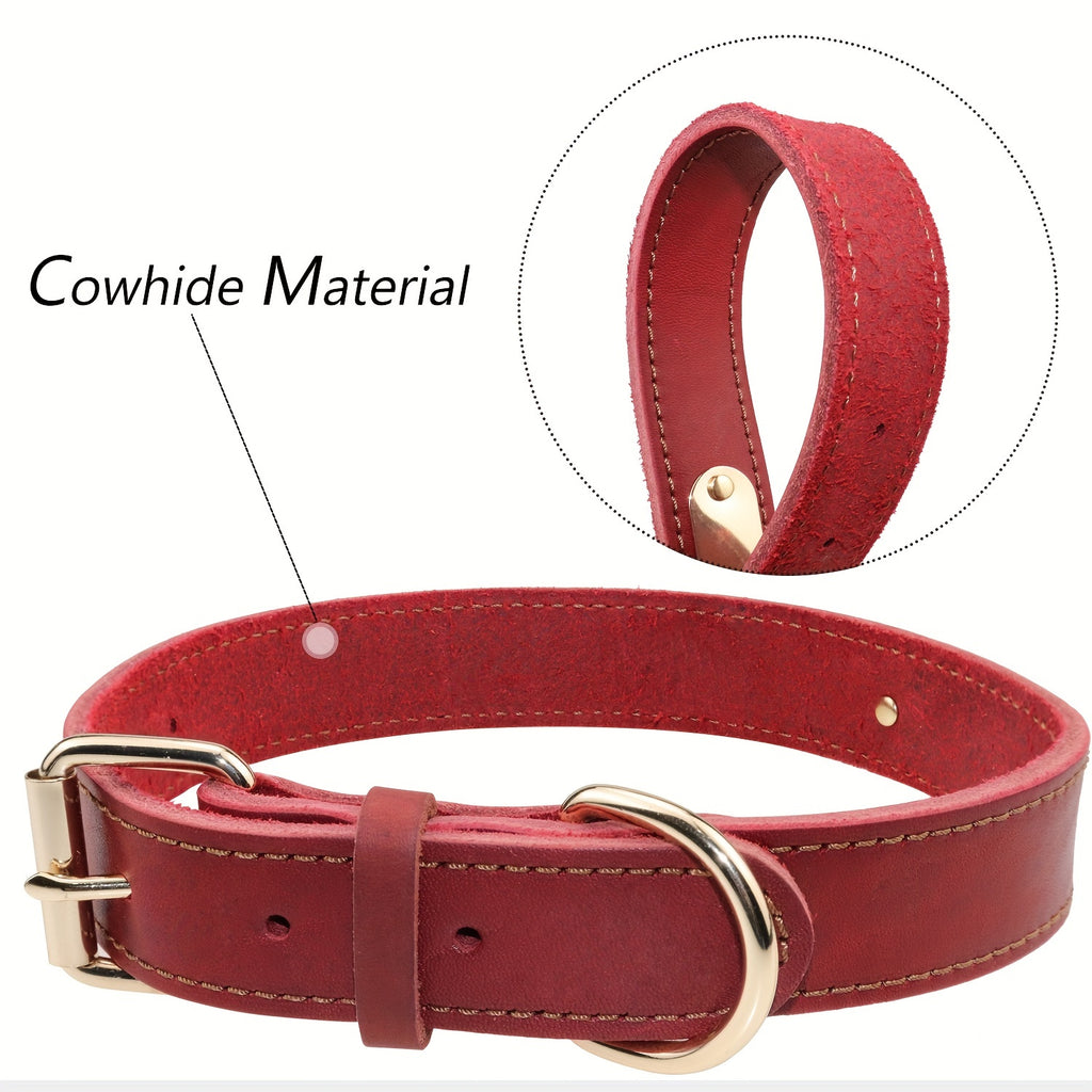 Collier pour chien en cuir personnalisable avec plaque nominative, doux, rembourré, respirant, robuste, boucle métallique antirouille, ajustable pour toutes tailles.