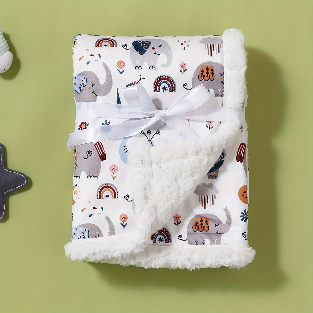 Couverture double épaisseur ultra-douce pour enfants, motifs animaux, confortable, lavable en machine, idéale automne-hiver, disponible en plusieurs couleurs.