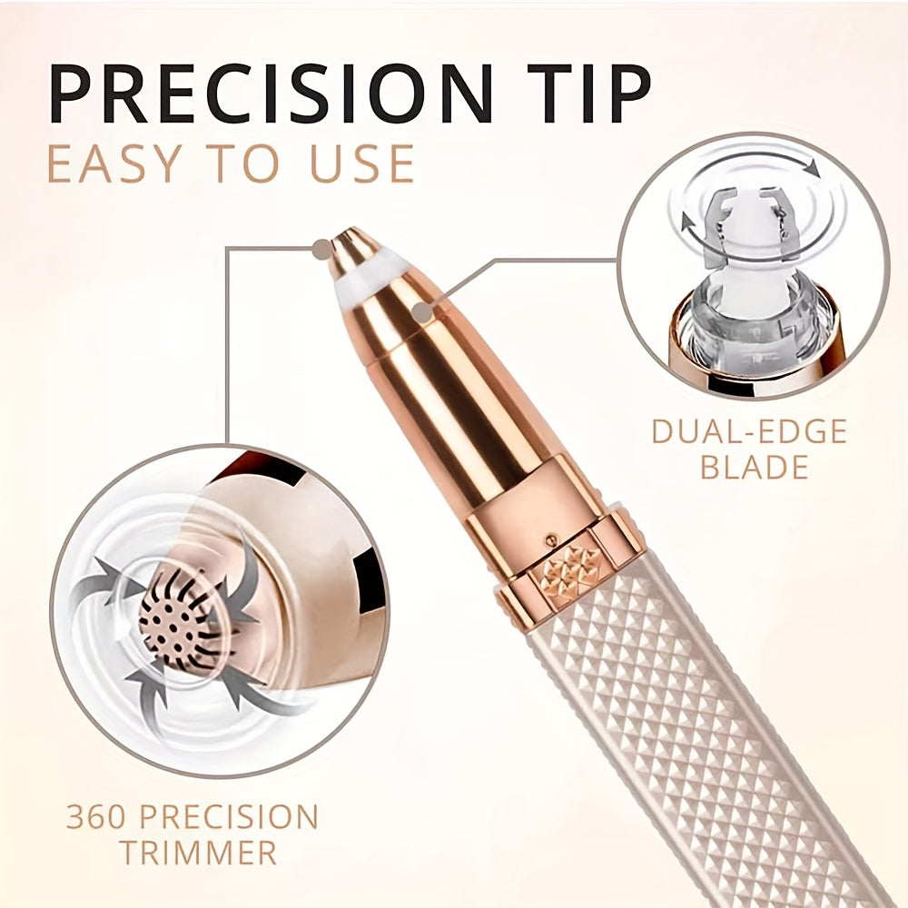 4-in-1 electric epilator for women, rechargeable, painless, for face, eyebrows, nose, bikini and body.