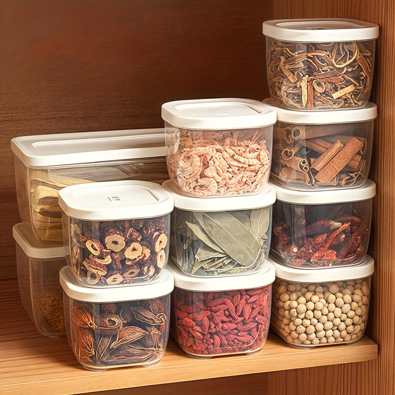 Set of 8 Stackable Spice Boxes: Food grade PP, airtight lids, removable jars, ideal for spices, herbs and condiments, cooking and camping.