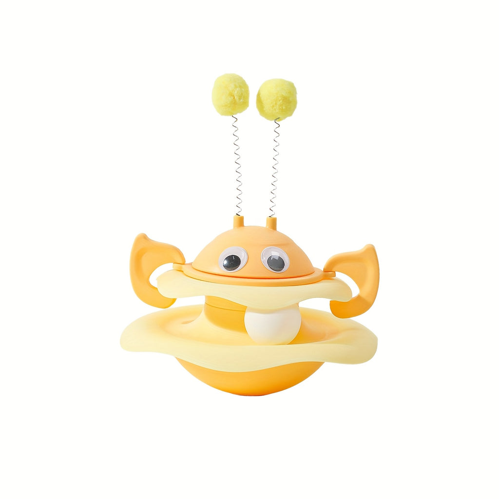 Jouet interactif 3-en-1 pour chats, thème abeille, plaque à bascule avec balle et bâton, sans batterie, stimule exercice et amusement.