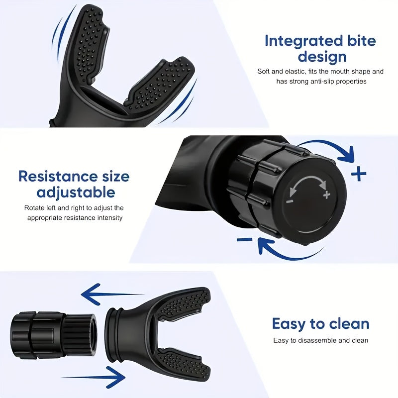 Adjustable breathing trainer with resistance levels, portable device to improve lung capacity, ideal for lung health, asthma and COPD.