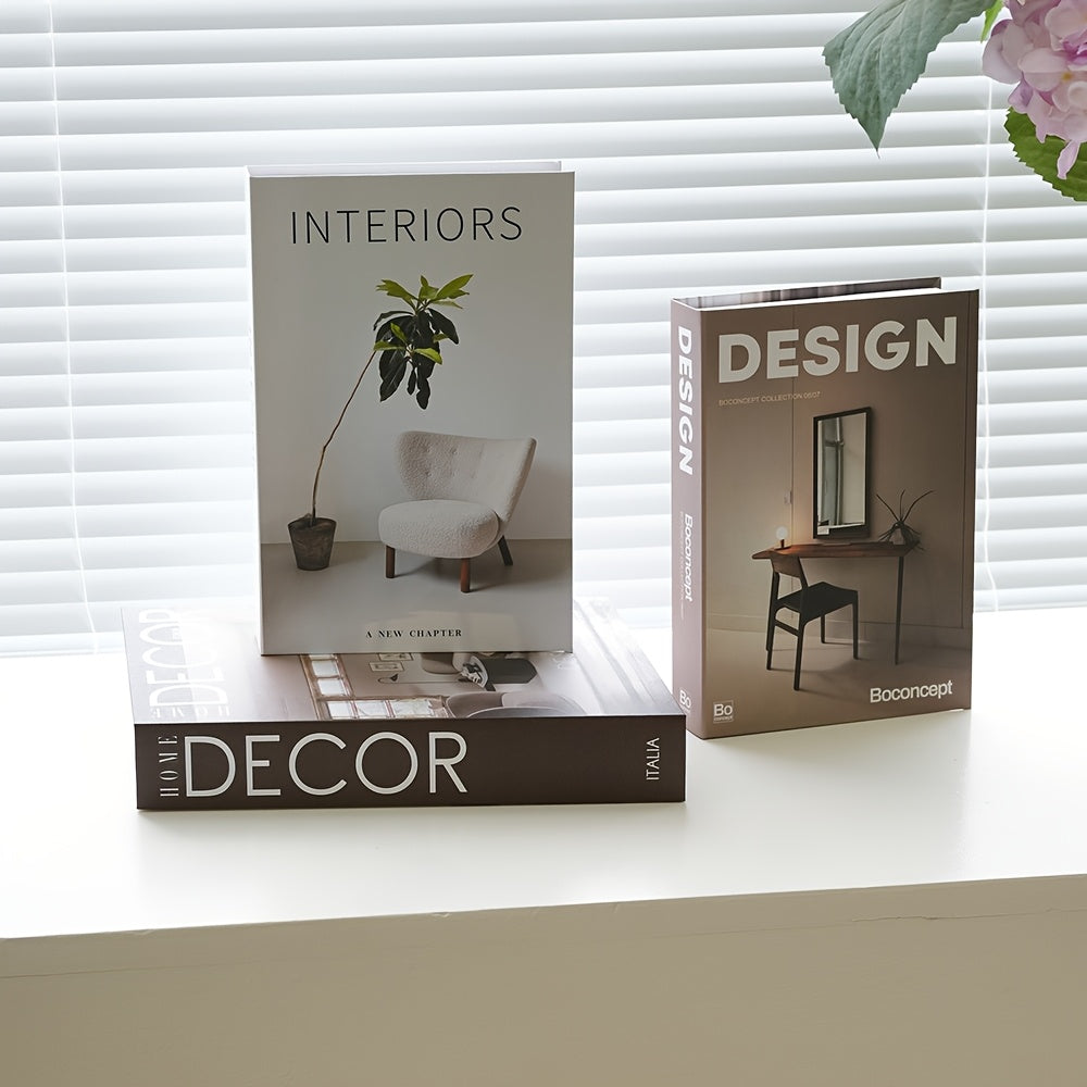 Lot de 3 livres factices style nordique Empilables, décoratifs pour étagère ou salon, design minimaliste, sans entretien, parfait pour décoration intérieure élégante.