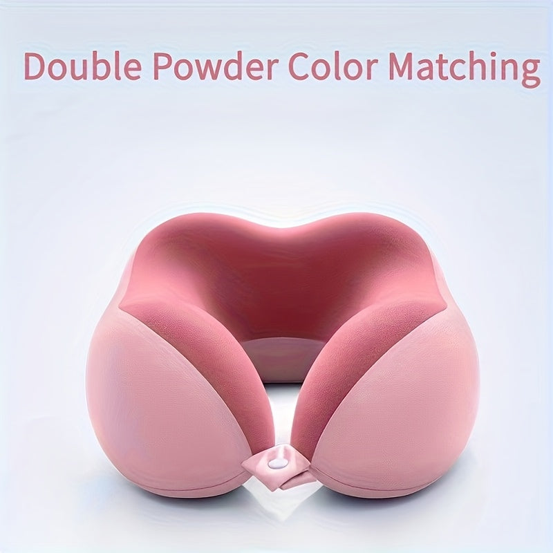 Coussin de voyage en U, soutien moyen-ferme, housse polyester lavable, idéal pour siestes au bureau ou en déplacement.