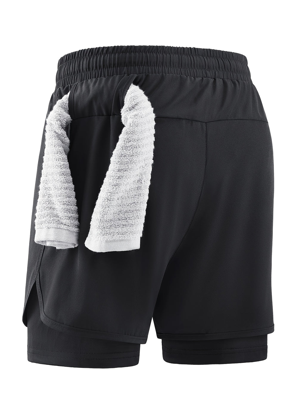 Shorts hommes 2-en-1, séchage rapide, respirants avec doublure mesh et poches, parfaits pour gym, randonnée et activités plage.