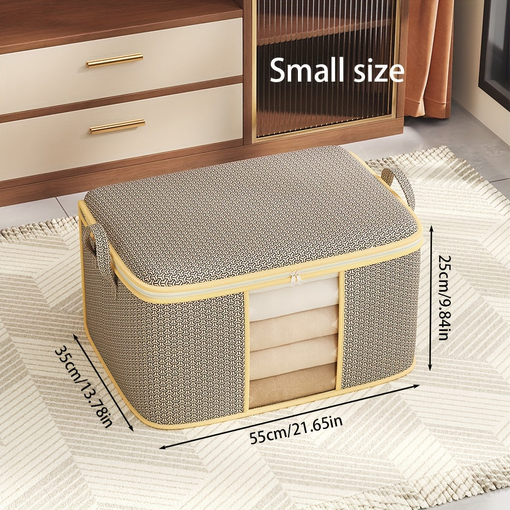 Lot de 2 sacs de rangement robustes, pour couettes et couvertures, avec poignées et fenêtre transparente, en tissu, style moderne, rangement sous-lit polyvalent.