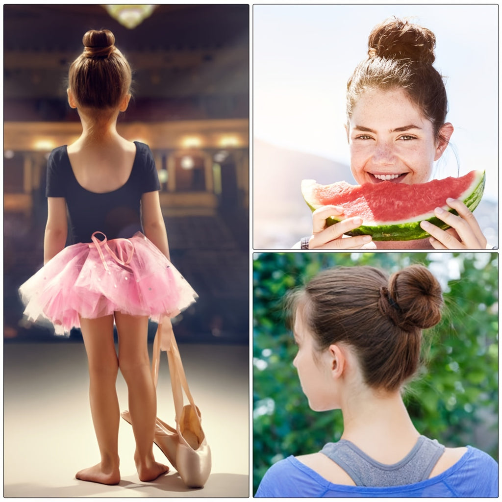 مجموعة من 3 إكسسوارات شعر على شكل كعكة، مع دبابيس، مثالية لإنشاء تسريحات شعر كثيفة ومنظمة بسهولة.