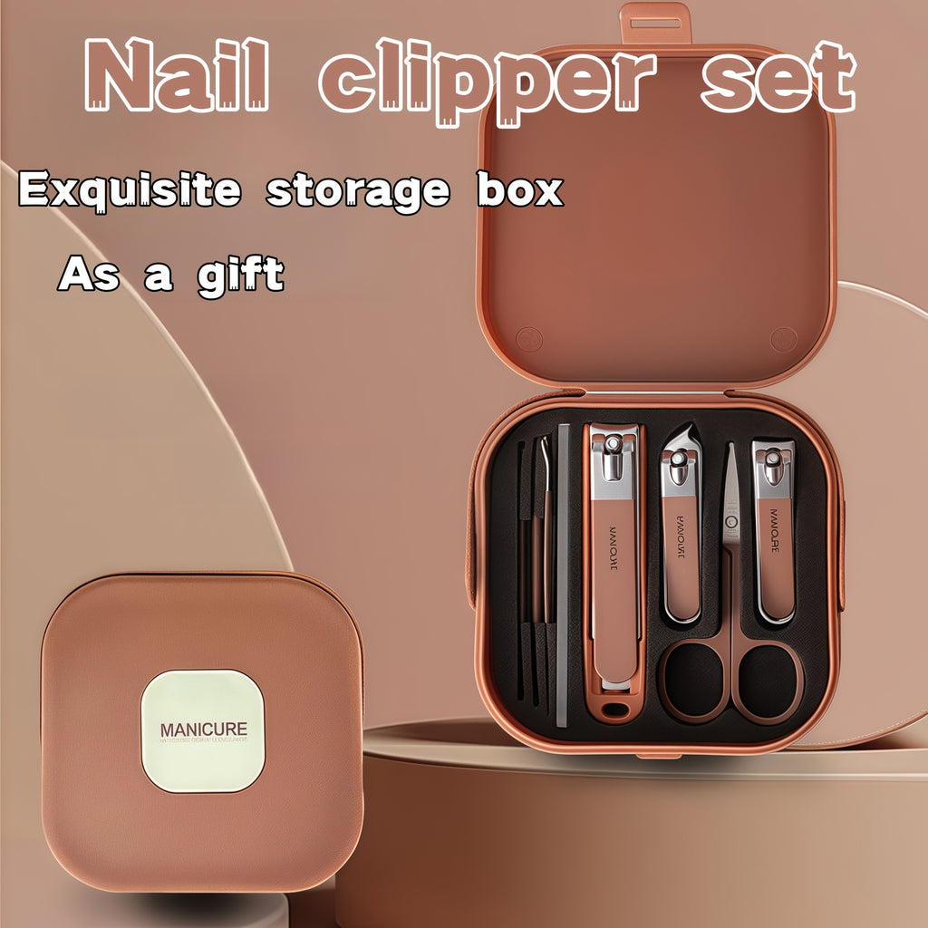 Set de 8 coupe-ongles en acier inoxydable avec boîte de rangement, étanche et portable, parfait pour soins personnels et voyage.