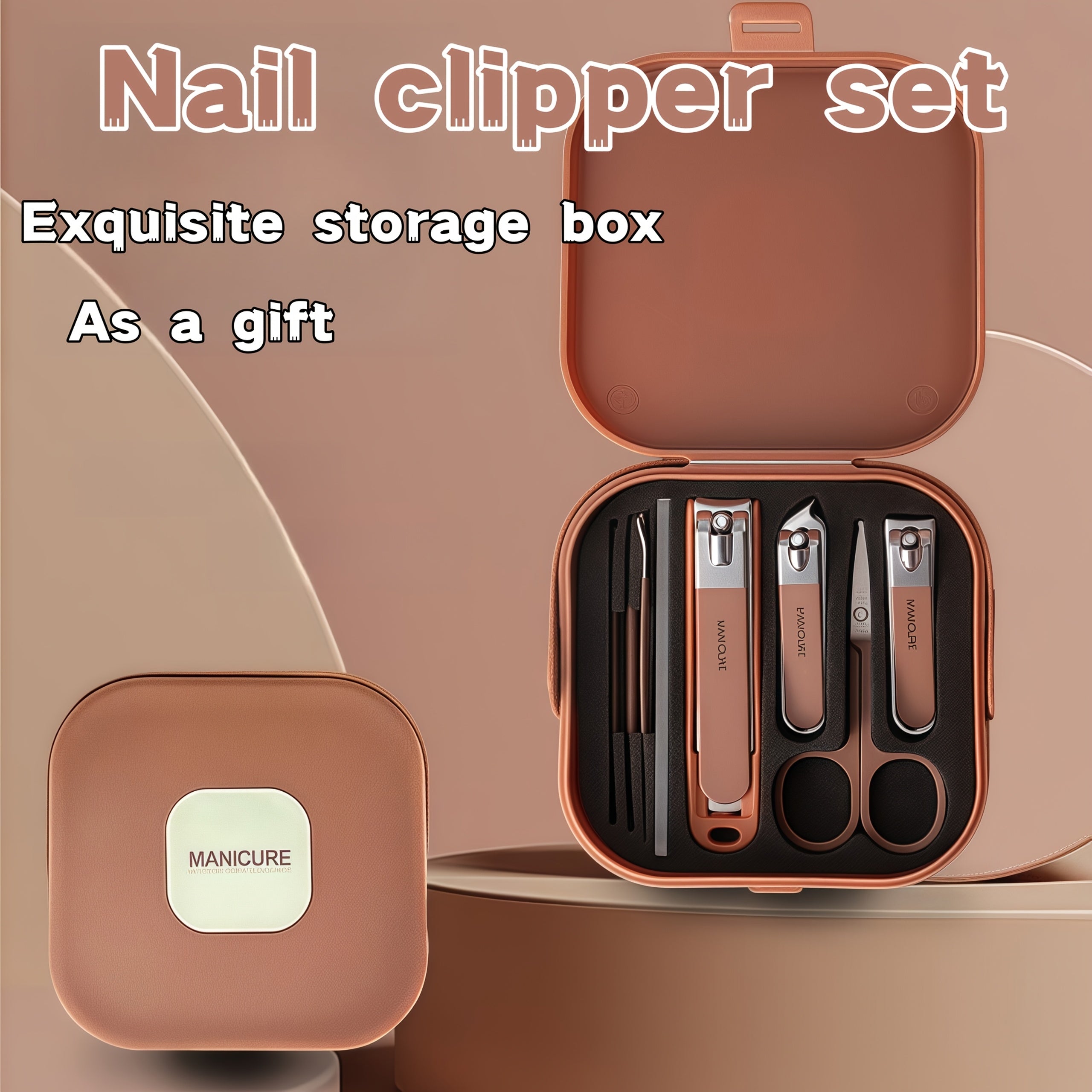 Set of 8 stainless steel nail clippers with storage box, waterproof and portable, perfect for personal care and travel.