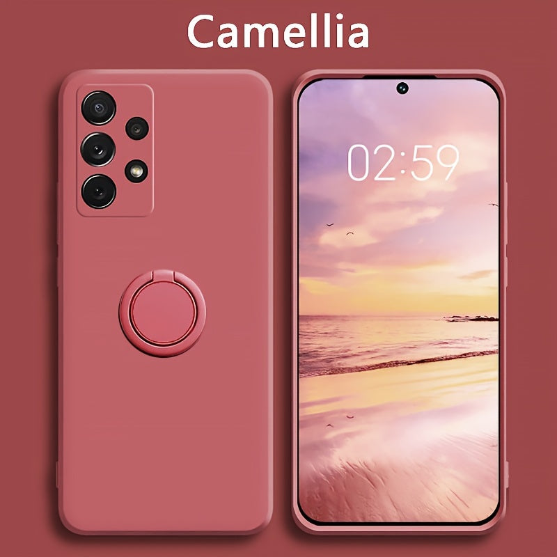 Premium liquid case for Samsung, shockproof, with integrated magnetic ring, offering enhanced protection and convenient stand for hands-free use.