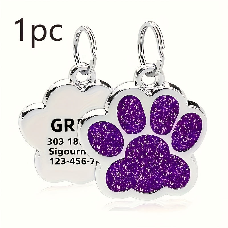Médaille personnalisée pour chien, gravure laser, durable et résistante à la décoloration, forme patte, identifiant sécurisé pour animaux.