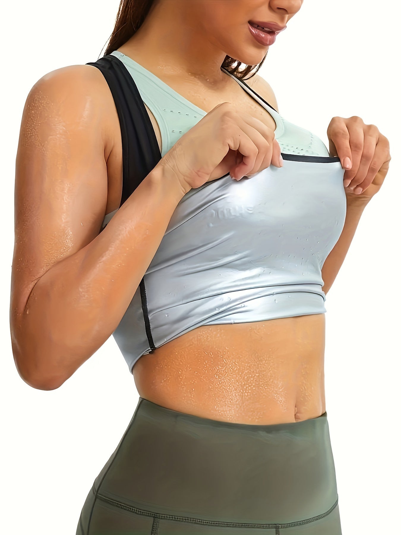 Débardeur de sport féminin moulant, respirant et amincissant, offrant maintien et contrôle du ventre pour fitness, course et entraînements polyvalents.