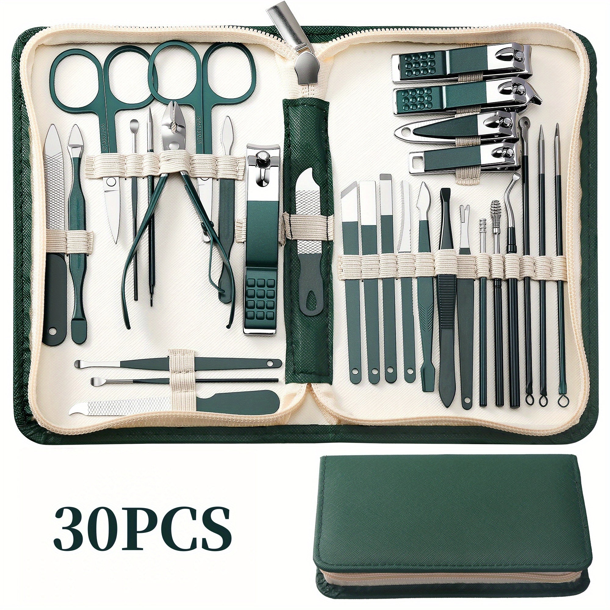 Set of 30 luxury stainless steel manicure kits, complete tools with portable cases, perfect for hand, foot and face care.