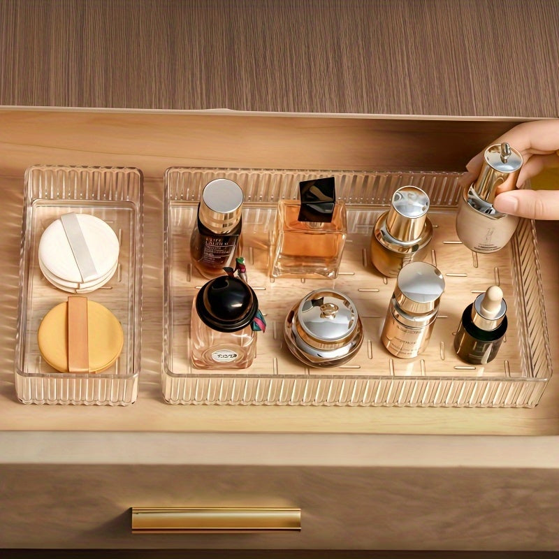 Lot de 4 et 7 boîtes de rangement en plastique transparent, 4 tailles, organisent cosmétiques, ustensiles, bureau ou accessoires de chambre et salle de bain.