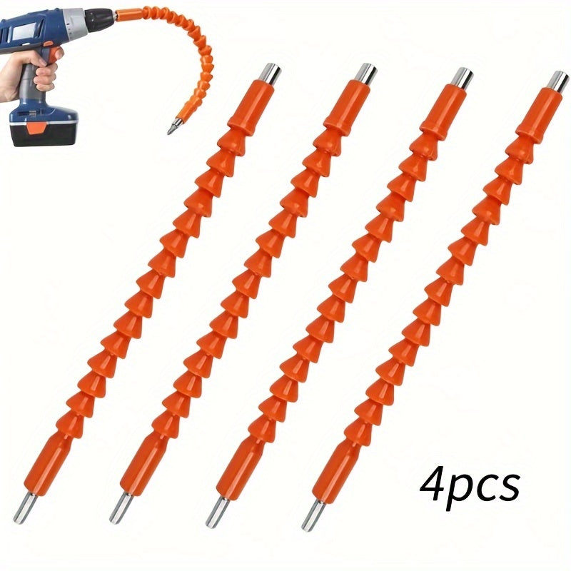 Universal joint for electric drill, flexible orange shaft, multi-function extension for bits, connection for hand drill, ideal for DIYers and professionals.
