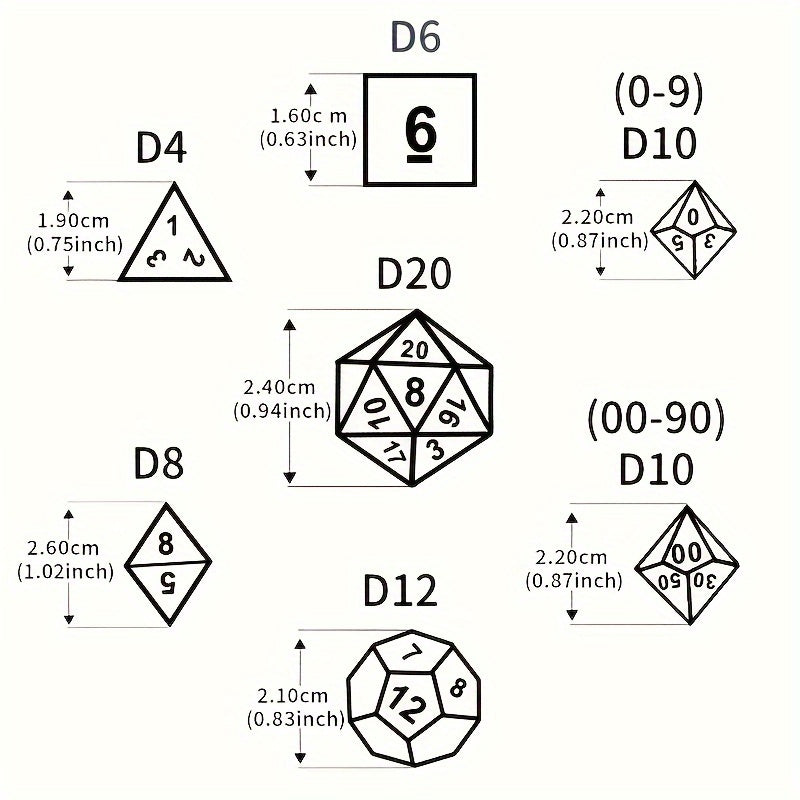 Jeu de dés polyédriques premium (7 pièces) avec sac à cordon pour D&D, RPG et jeux de table. Idéal pour les jeux de rôle, Halloween, Noël et aventures fantastiques.
