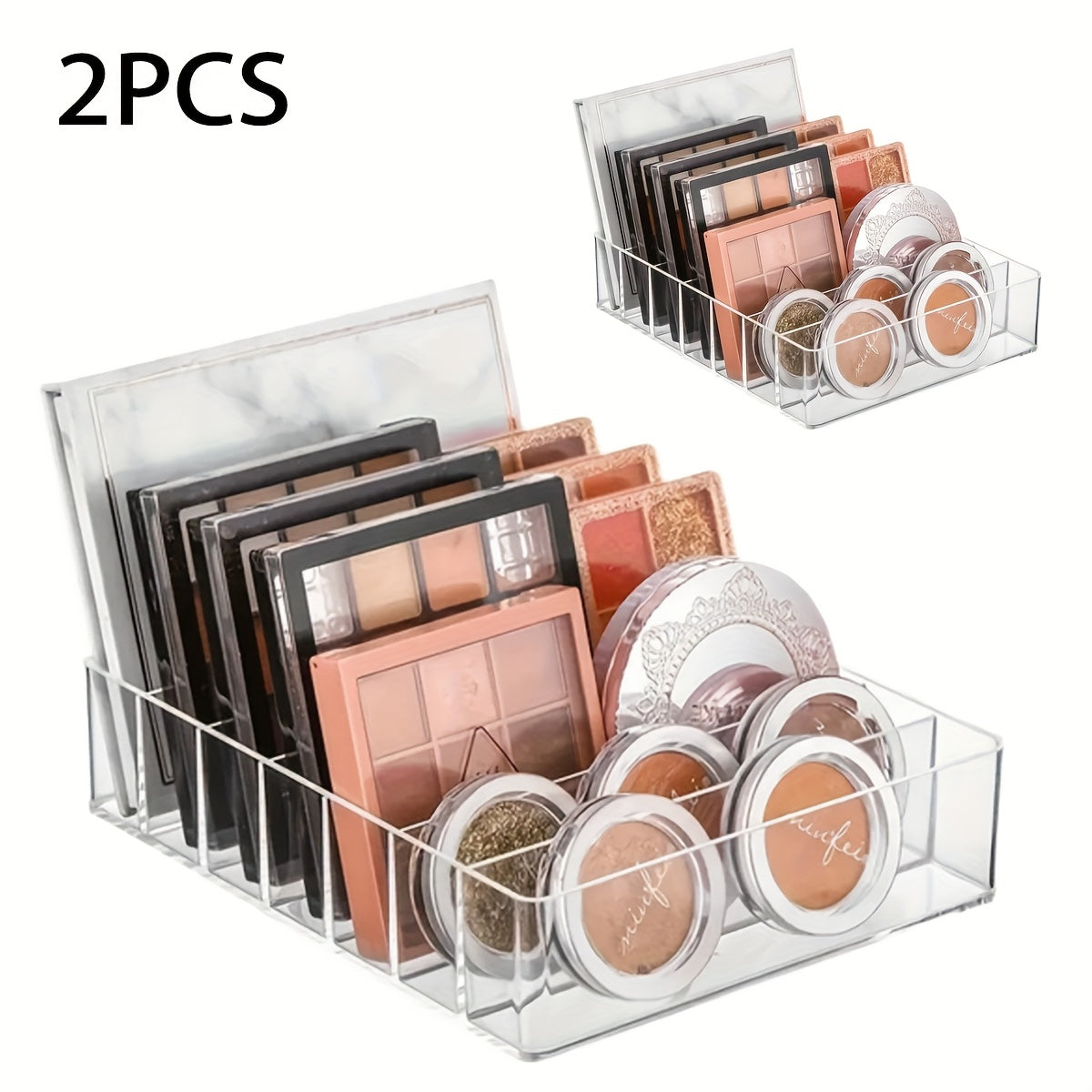 Organisateur maquillage transparent 7 compartiments, rangement pratique pour rouges à lèvres, fards et essentiels de salle de bain.