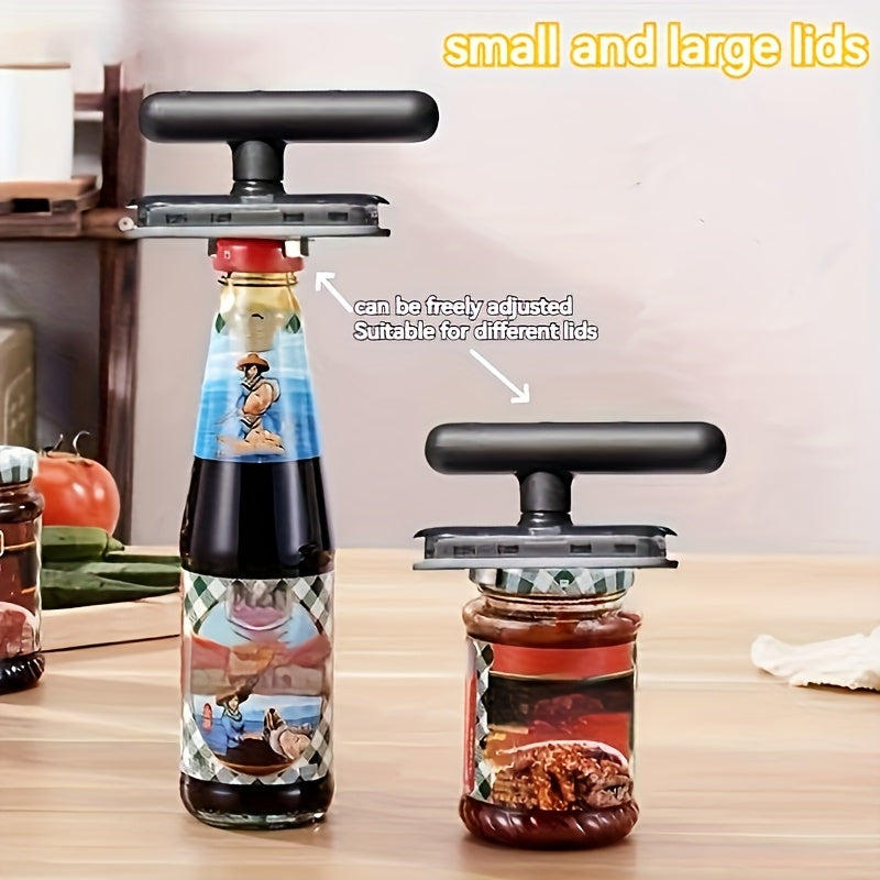 فتاحة علب ومرطبانات يدوية شديدة التحمل تعمل برافعة، تشغيل بيد واحدة، آلية قفل، مصنوعة من مادة ABS، محمولة، لا تتطلب كهرباء، مثالية للمطابخ والحفلات وكبار السن.