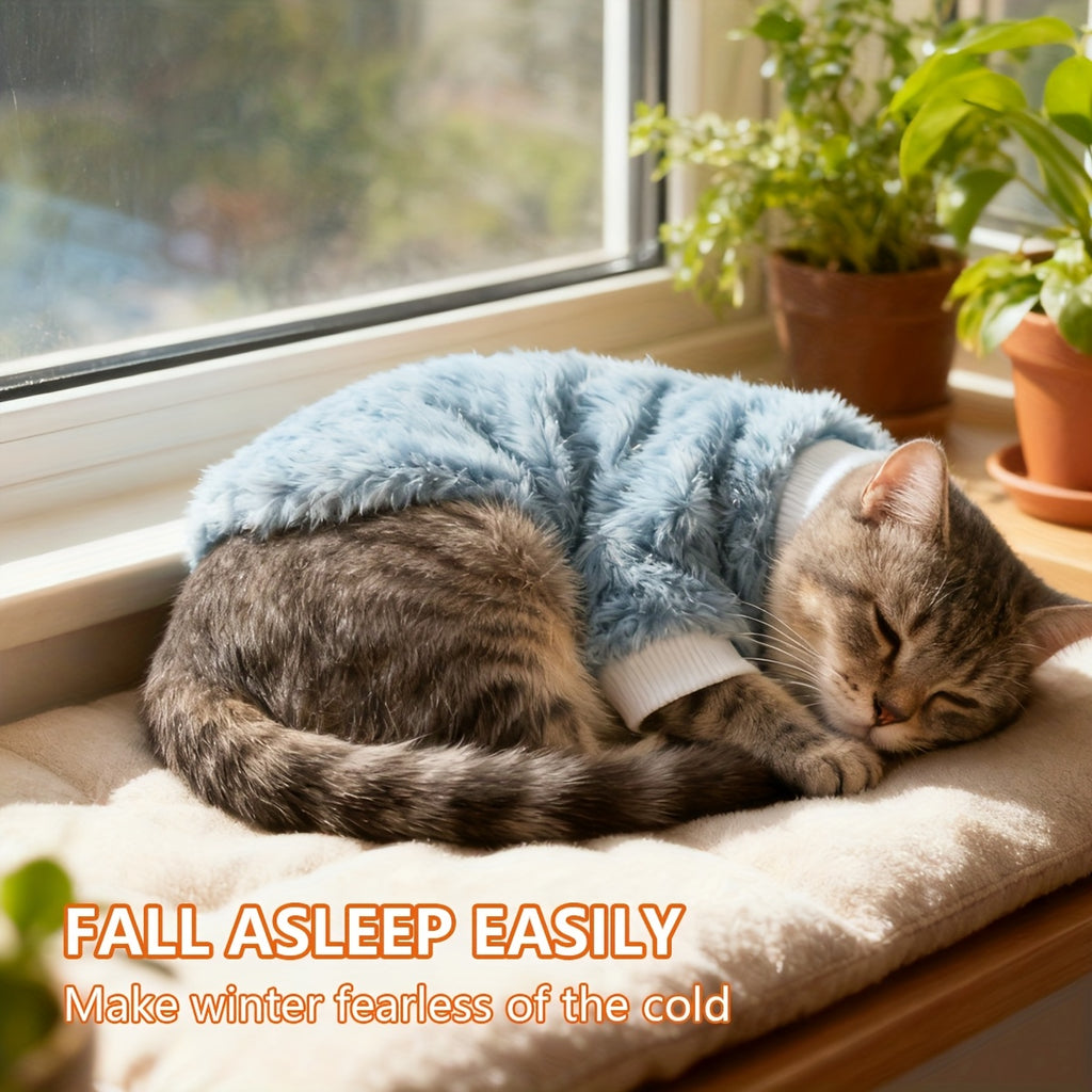 Pull en peluche confortable pour chats petits et moyens, chaud, motifs tigré/tortue, lavable à la main, idéal Noël et toutes saisons.