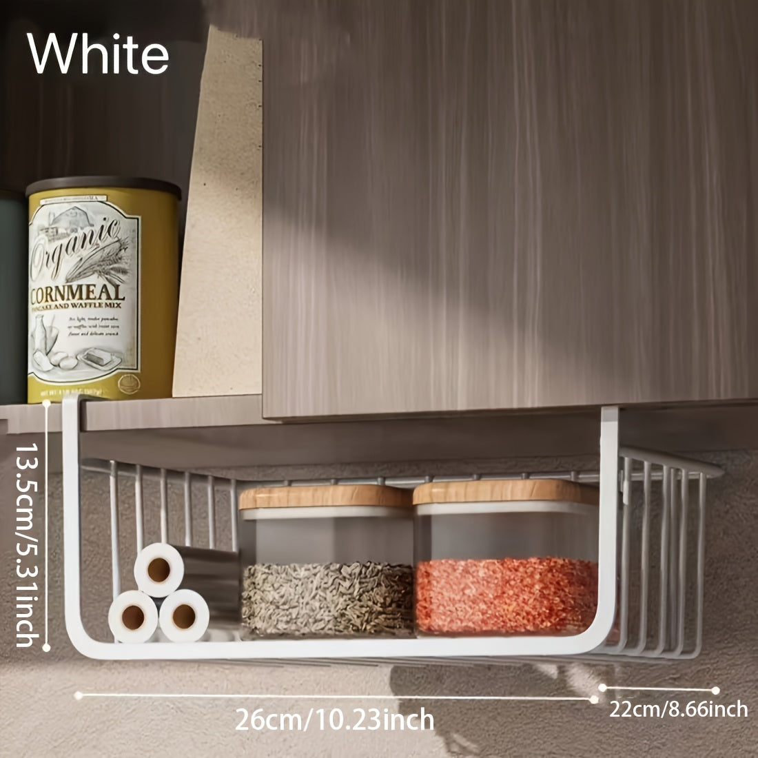 Grande boîte de rangement suspendue sans installation, panier métallique maillé multi-niveaux, solution verticale quatre saisons pour organiser cuisine, bureau, dortoir.