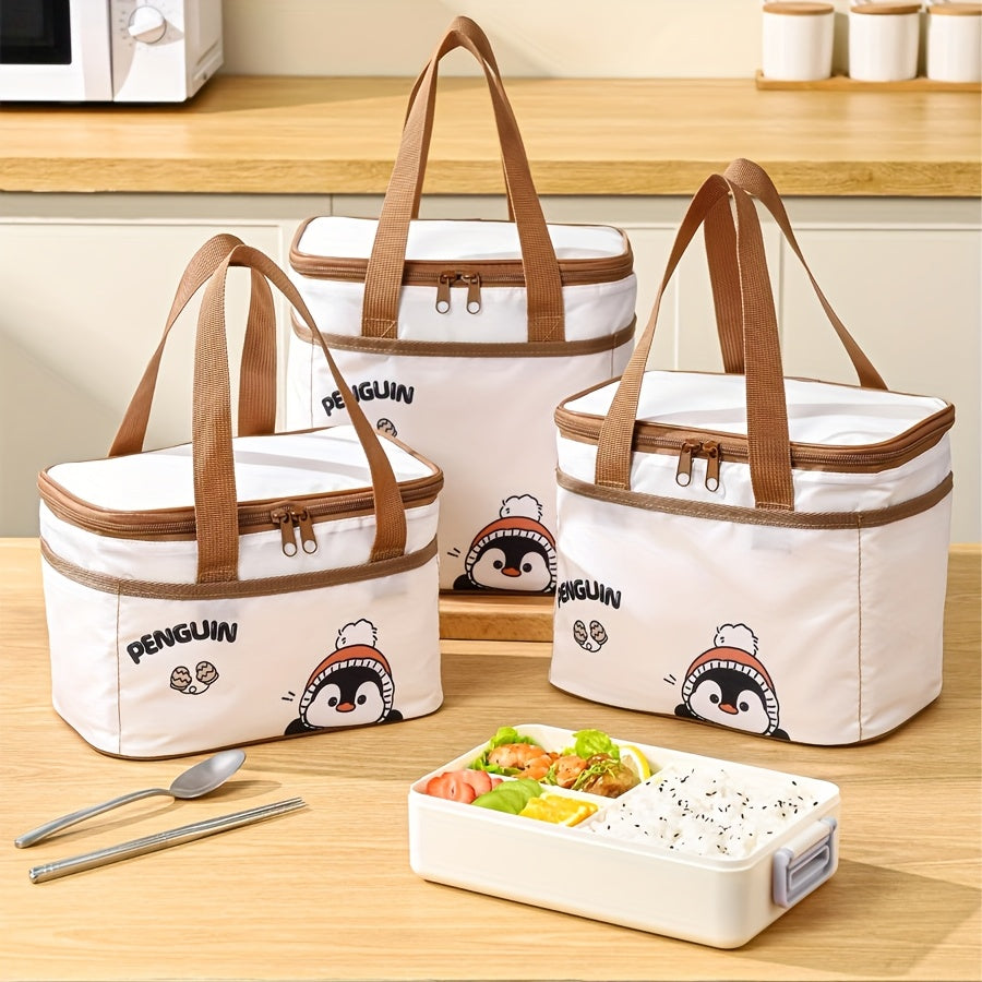 Sac déjeuner portable Qifeng, grand volume, isolant, motifs cartoon, tissu Oxford renforcé, aluminium intérieur, réutilisable pour école et pique-nique.