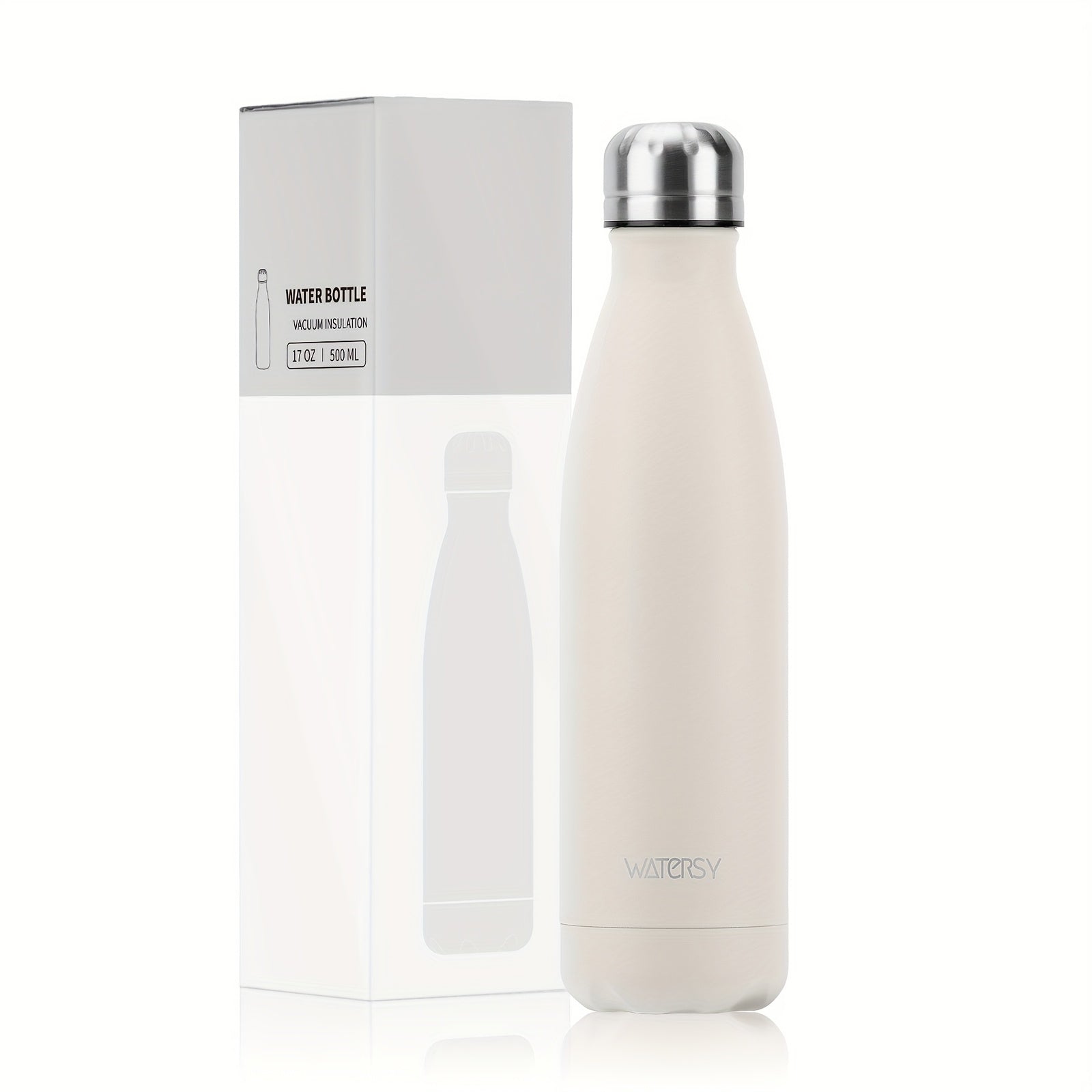 Bouteille WATERSY 500 ml en acier inoxydable, thermique, étanche, sans BPA, conserve boissons chaudes 12 h et froides 24 h.
