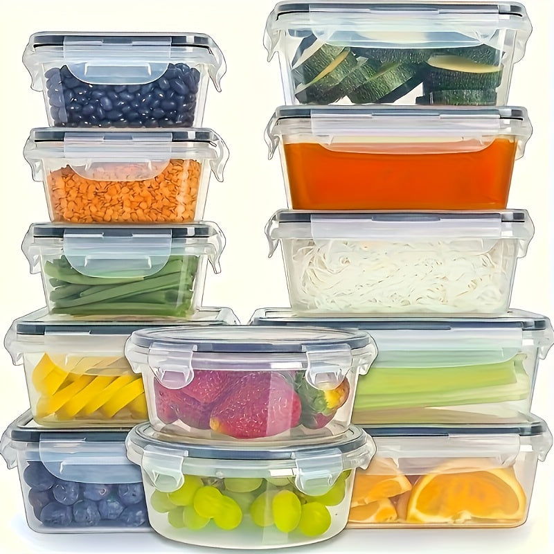 Set de 8 boîtes repas plastiques rectangulaires, 4 tailles, couvercles flip-top, réutilisables, micro-ondes et congélateur, anti-odeur, parfait pour légumes, fruits et snacks.