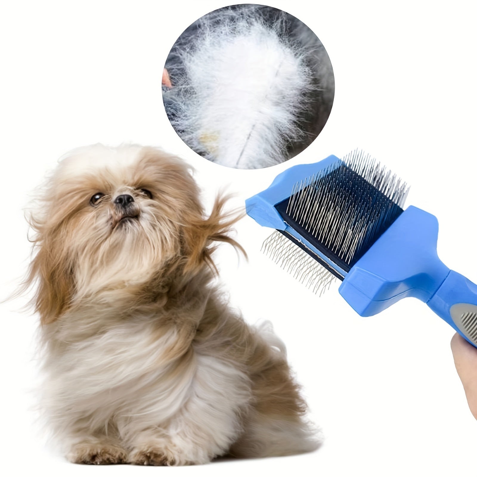 Brosse double-face pour chiens, démêlant et toilettant. Peigne en acier inoxydable, parfait pour le toilettage des chiens.