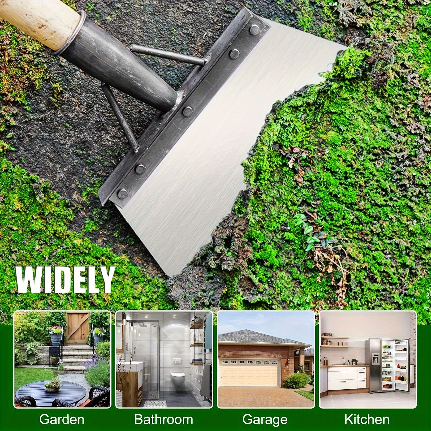 Heavy-duty metal weeder and edger, multi-function tool for pruning, landscaping, weeding, snow/ice and tile cleaning (without handle).