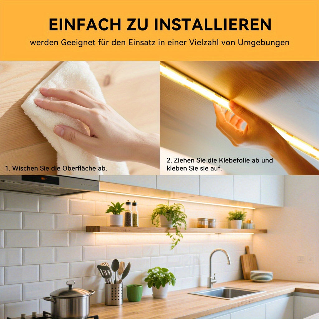 Ruban LED COB HOTU : Flexible, adhésif, découpe possible, 400 LED/m, lumière blanc chaud à blanc jour (3000-6500 K), idéal chambre et sous-meubles.