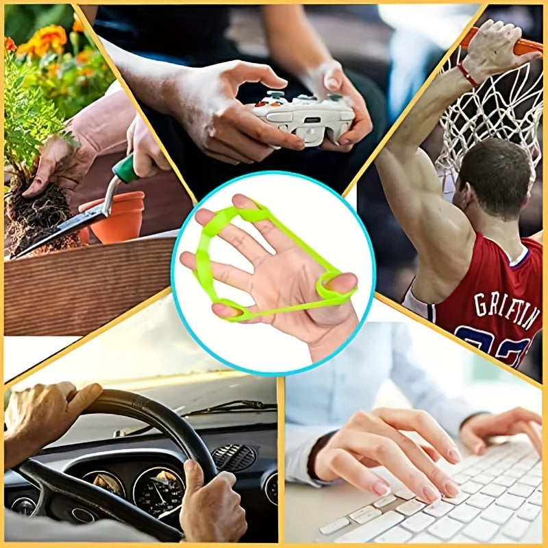 Trois amplificateurs de grip en silicone pour exercices doigts et poignets, entraînement de dextérité et renforcement portable des mains et doigts.