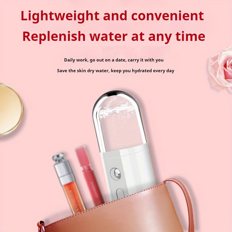 Appareil facial portable hydratant, nano atomiseur USB 30 ml, compact, vaporisateur pour visage, idéal maison, bureau et voyage, soin et maquillage quotidien.