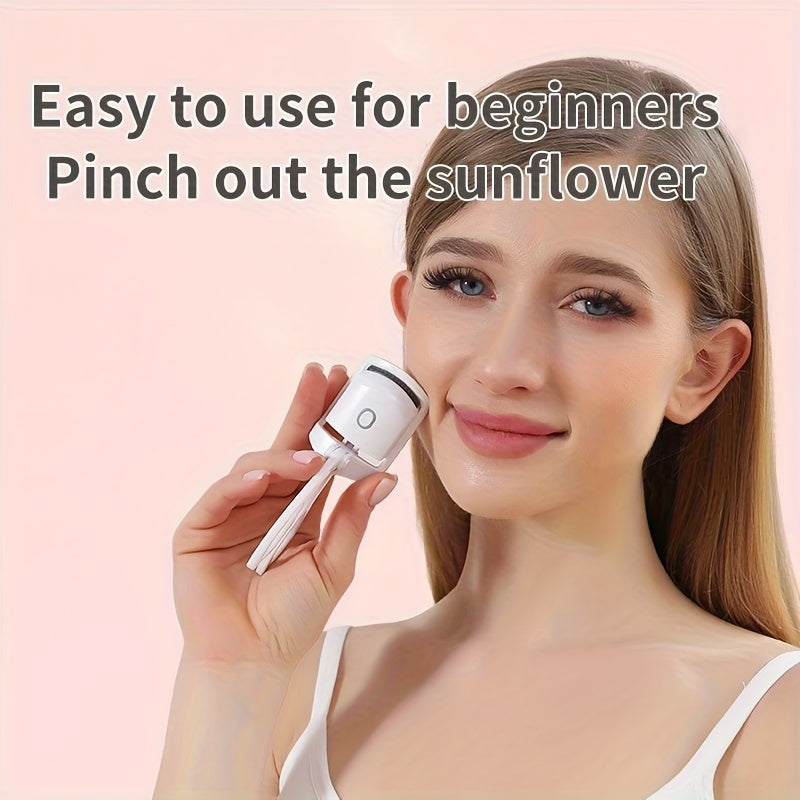 Recourbe-cils électrique 2-en-1, rechargeable USB, chauffe rapide, design moderne, pour des cils parfaitement courbés, idéal maison et voyage.