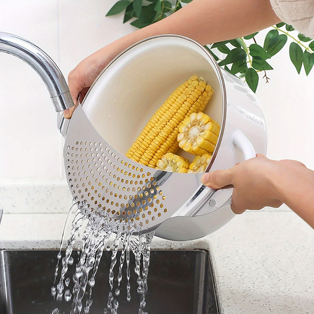 Passoire de cuisine en acier inoxydable, pour laver et égoutter légumes, ustensile pratique pour cuisson et service.