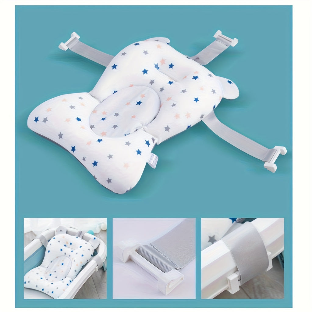 Siège de bain bébé PanLynner, filet antidérapant 0-3 ans, coussin doux en polyester avec sangle de sécurité pour nourrisson et tout-petit.