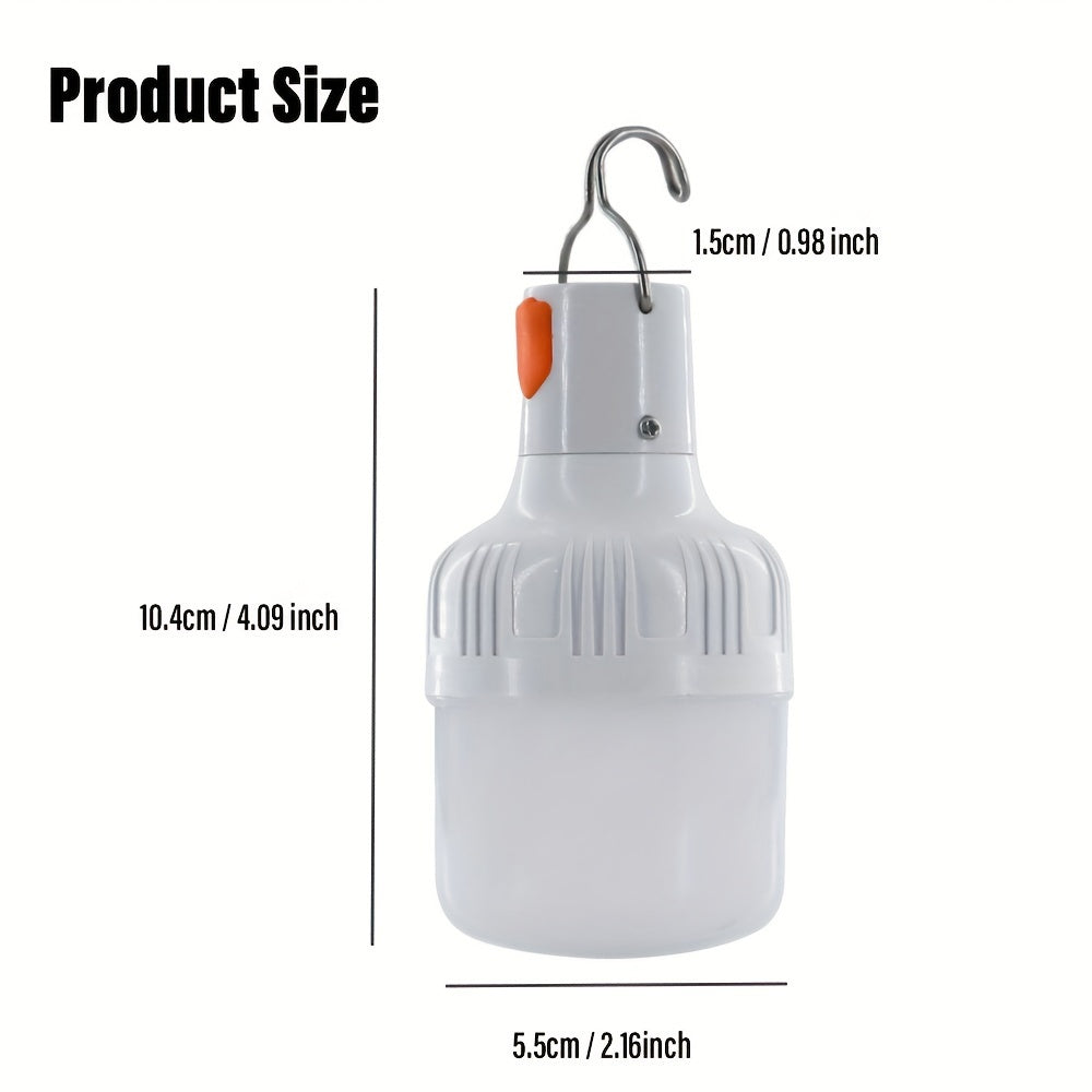 Ampoule LED Rechargeable USB : Portable, haute luminosité, avec crochet, idéale pour camping, aventures, pêche et situations d’urgence.