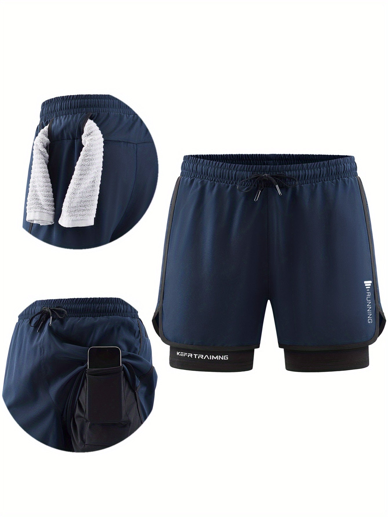 Shorts hommes sports, ¾ longueur, taille élastique avec cordon, poches latérales, tissu respirant et anti-humidité, coupe ample, idéal sport et loisirs.