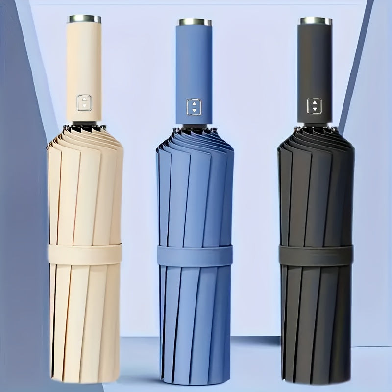 Parapluie automatique 10 baleines, coupe-vent, unisexe, ouverture en un clic, robuste et élégant, idéal pour voyages et usage quotidien.