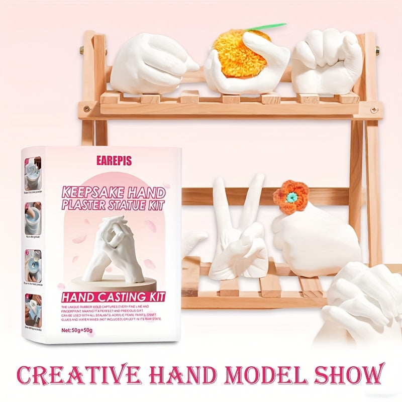 Kit de moulage de main 3D, DIY pour couples, amis ou famille, avec poudre, papiers abrasifs et accessoires, cadeau créatif parfait.