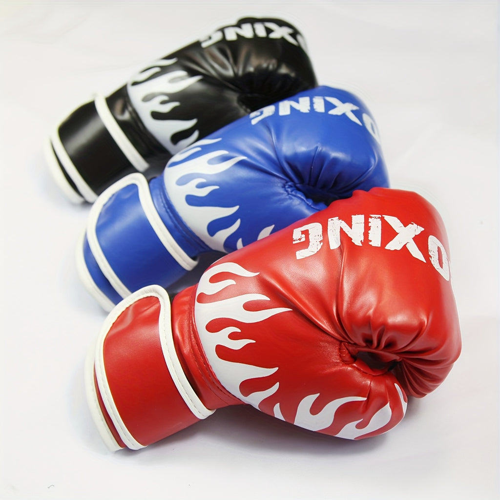 Pair of 6 oz youth boxing gloves with thick foam padding, suitable for amateur and professional training.