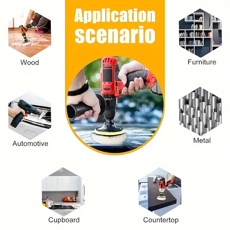 Set de 5 Tampons de Polissage 7,62 cm : Roues en laine et polyester, kit pour perceuse, entretien peinture voiture, cirage et polissage automobile.