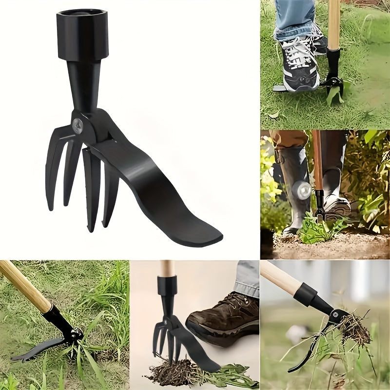 Robust, multifunctional, effortless metal weed remover, ideal for removing roots and maintaining lawns effectively.